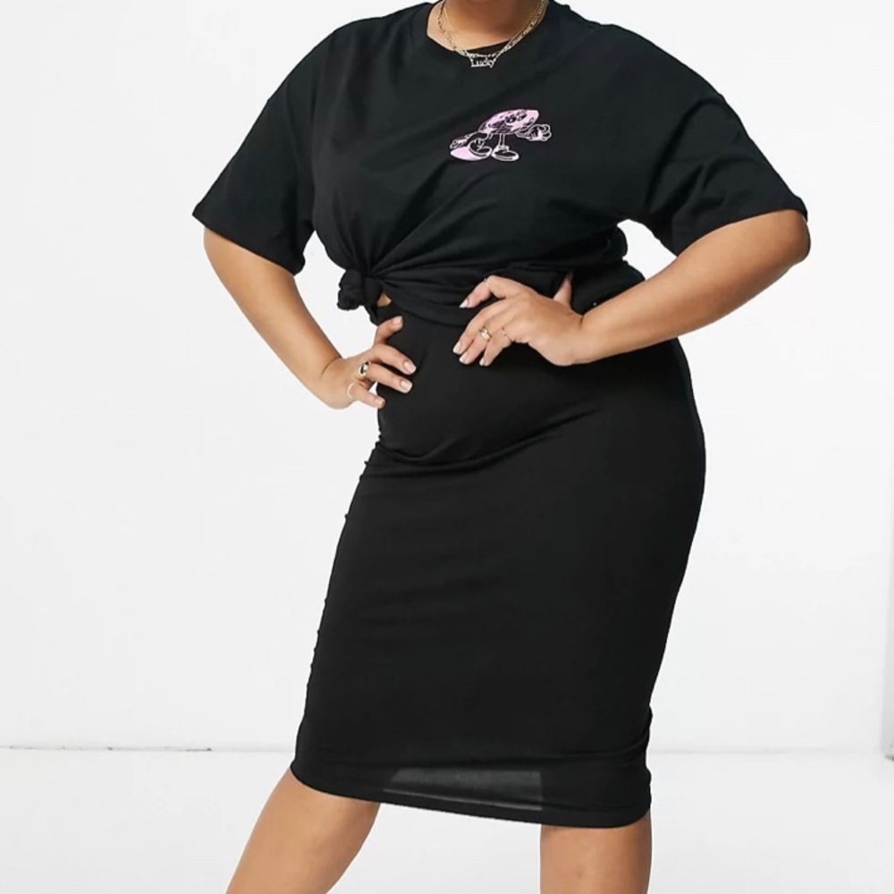 Curve jersey midi skirt